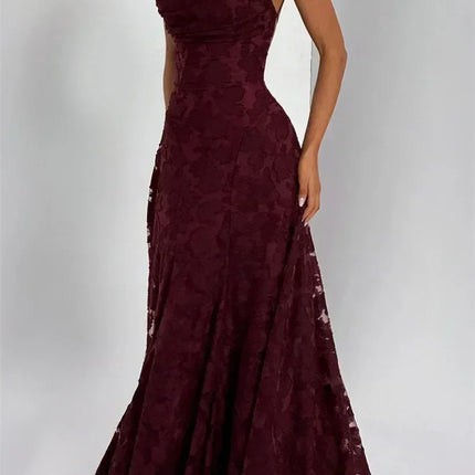 Mozision Spaghetti Strap Backless Sexy Maxi Dress Women Gown Fashion Off-shoulder Sleeveless Lace-up Evening Club Party Dress