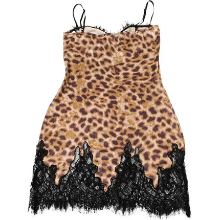 JULISSA MO Patchwork Printed Leopard Lace Women Mini Dress Spaghetti Strap High Waist Dress Summer Slim Elegant Party Club Dress