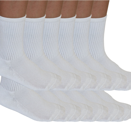 3/4 Crew Athletic Bamboo Viscose Socks Unisex White Color - 12-pack