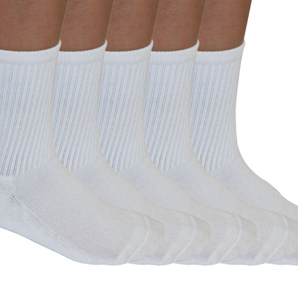 3/4 Crew Athletic Bamboo Viscose Socks Unisex White Color - 5-pack