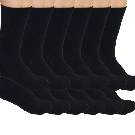 3/4 Crew Black Bamboo Viscose Socks Unisex - 12-pack
