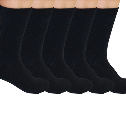 3/4 Crew Black Bamboo Viscose Socks Unisex - 5-pack