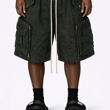 DRAWSTRING JUMBO POCKET CARGO SHORTS