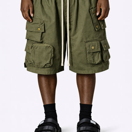 OLIVE MULTI CARGO SHORTS