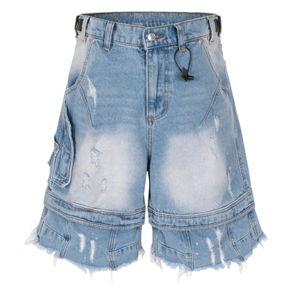 AZUL DISTRESSED CARGO SHORTS
