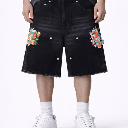 NOIR SPLIT PAINTERS SHORTS