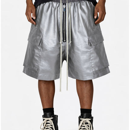 METALLIC SHINE CARGO SHORTS