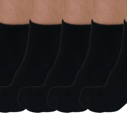 1/4 Crew Bamboo Viscose Socks Unisex Black Color - 5-pack