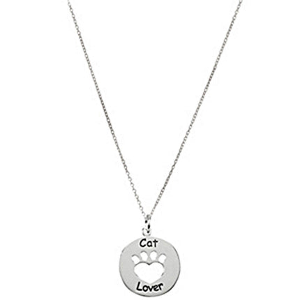 Heart U Back Cat Lover Paw Necklace