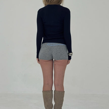 Ribbed Knit Cardigan in Navy