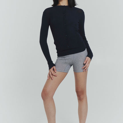 Ribbed Knit Cardigan in Navy