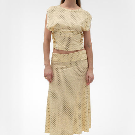 FOLDOVER FLARED MAXI SKIRT IN BUTTER
