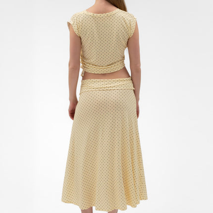 FOLDOVER FLARED MAXI SKIRT IN BUTTER