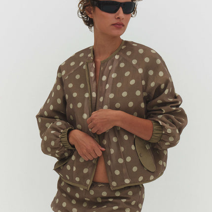 FABIO VOILE JACKET IN CREAM AND MOCHA