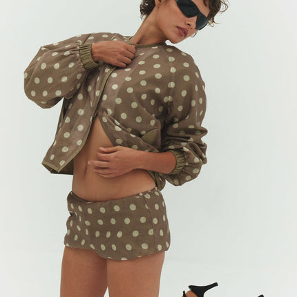 FABIO VOILE JACKET IN CREAM AND MOCHA