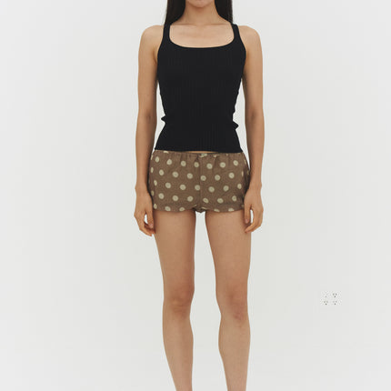 RIBBED KNIT TANK TOP IN BLACK
