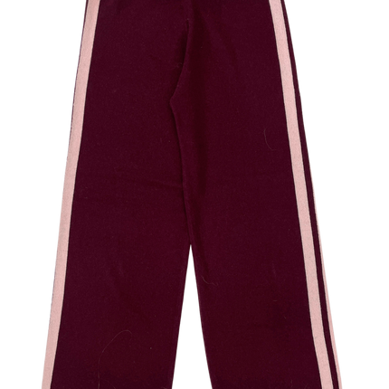 CASHMERE WOOL STRIPE WIDE-LEG PANT IN RASPBERRY