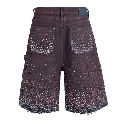 OXBLOOD RHINESTONE SHORTS