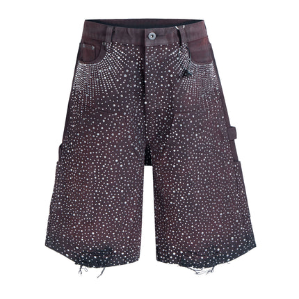 OXBLOOD RHINESTONE SHORTS
