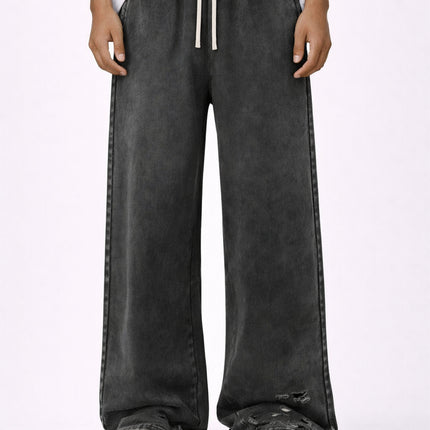 CHARCOAL DISTRESSED SWEATPANTS