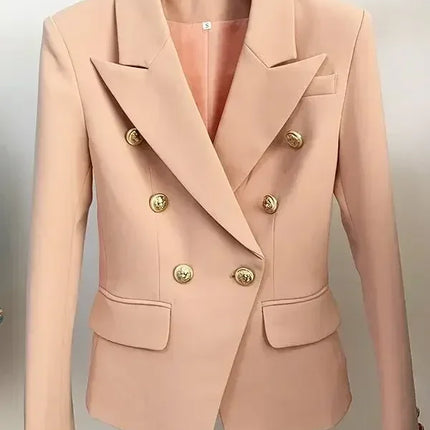 TOP QUALITY New Fashion 2024 Designer Jacket Women's Classic Double Breasted Metal Lion Buttons Blazer Outer Size S-5XL