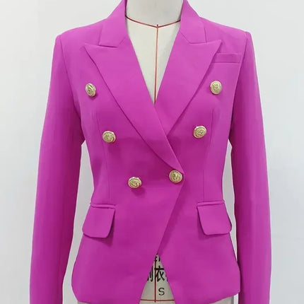 TOP QUALITY New Fashion 2024 Designer Jacket Women's Classic Double Breasted Metal Lion Buttons Blazer Outer Size S-5XL