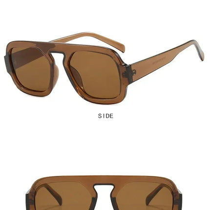 DOHOHDO 2025 Fashion Square Sunglasses Women New Retro Black Brown Thick Frame Pilot Sun Glasses Woman Chic Polygon Shades UV400