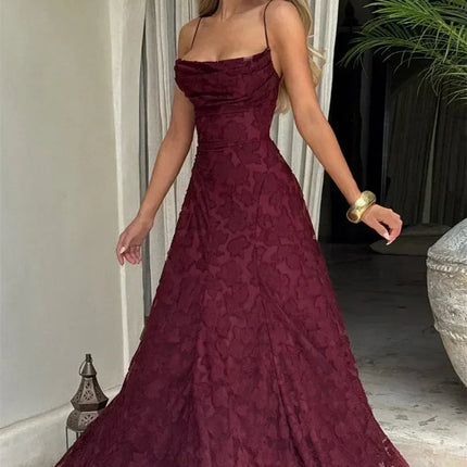 Mozision Spaghetti Strap Backless Sexy Maxi Dress Women Gown Fashion Off-shoulder Sleeveless Lace-up Evening Club Party Dress
