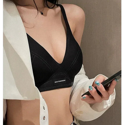 MOYISU Lingerie Women's Summer Traceless Small Bra Pull Together No Underwire Jelly Bar Soft Support Tuck Back Bra Cover