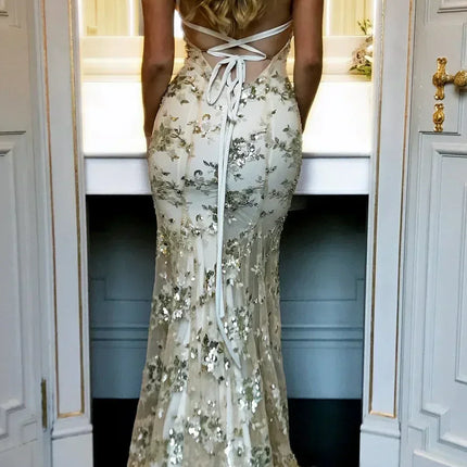 Women Dresses Sleeveless V Neck Pullover Sequins Party Dress Vestidos Formal Floor Length Sexy Wrap Breast Backless Slim