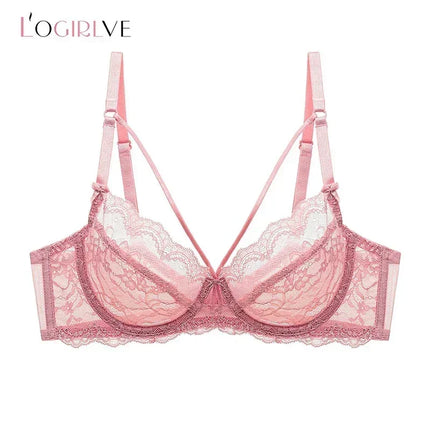 Logirlve Wholesale 3PCS Sexy Underwear Woman Lace Bras Hollow out Ultrathin Bra Women's lingerie Big Size Bra