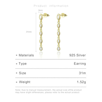 ANDYWEN 100% 925 Sterling Silver Gold Spicy Earring Chain Ovals Locker Earring Women Pendientes Luxury Fine Jewelry 2023 Clips