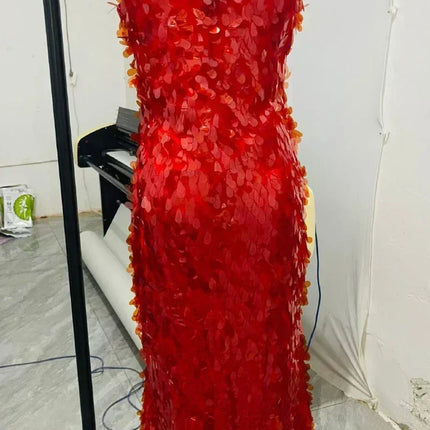 Sexy Women Maxi Dresses Elegant Sequins Sleeveless Female Long Dress Fashion  Solid Deep V Neck Ladies Party Robe Dress