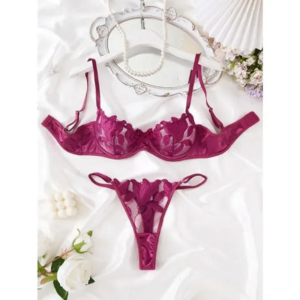 Tornova Sexy Lingerie Woman Lace Transparent Underwear Embroidery Brief Set Bra Kit Push Up Breves Sets Thin Erotic Bras New