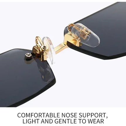 Rimless Sunglasses Rectangle Fashion Popular Women Men Shades Small Square Sun Glasses For Female male Summer Traveling Oculos