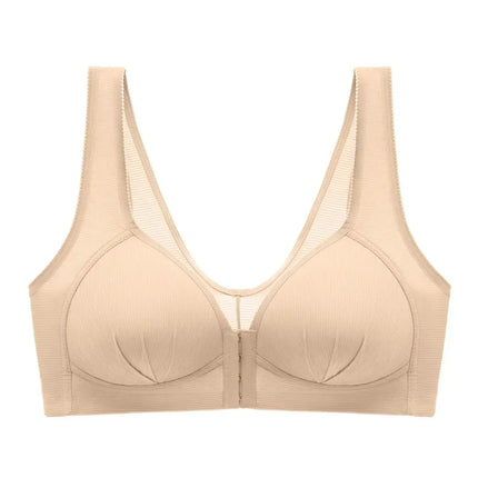 WTEMPO Plus Size Thin Non-steel Ring Front Buckle Cotton Bra Gathered Comfortable Underwear Soft Collection lingerie