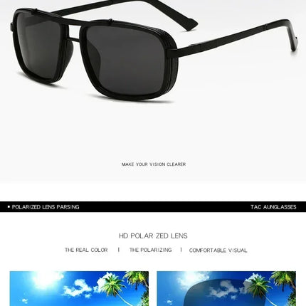 New Sunglasses Punk Sunglasses New Men's Square Uv400 Twin-beam Aviator Sunglasses