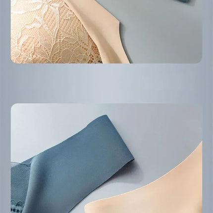 L-5XL Women Large Bra Push Up Ice Silk Seamless upper Bralette Lace Wireless Summer Bras Plus Size Top Lingerie Underwear 15019
