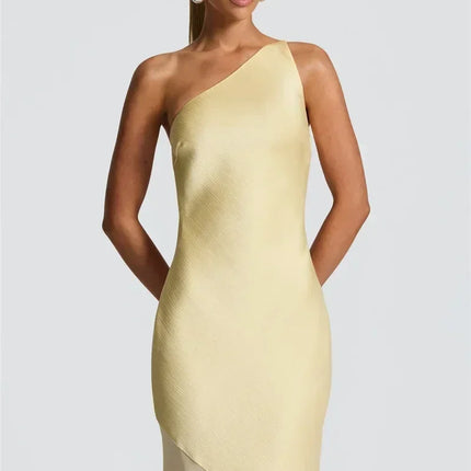 Mozision One Shoulder Backless Sexy Maxi Dress Women Gown Fashion Patchwork Sleeveless Bodycon Club Party Long Dress Elegant