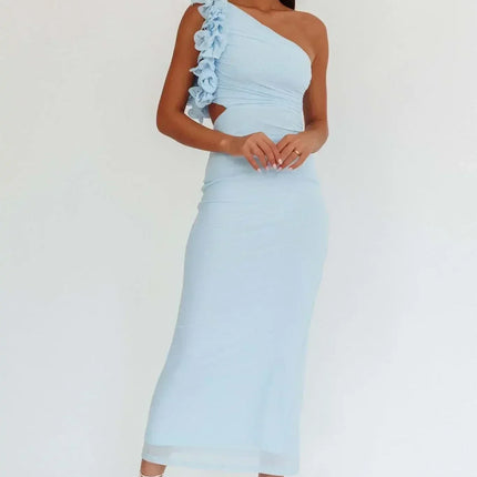 Articat Elegant Slant Shoulder Flower Bodycon Party Club Evening Dress Women Sexy Backless Slim Spring/Summer New  2025 Vestido