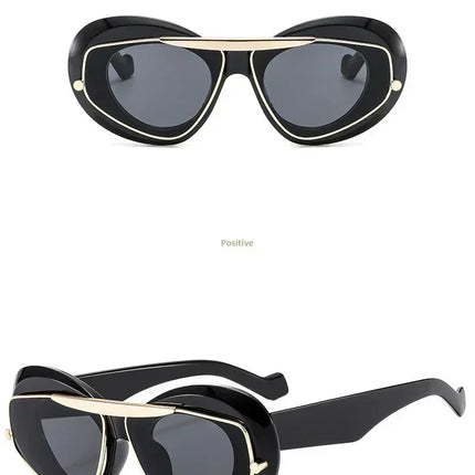 New Y2k Fashion Large Frame Sunglasses Ins Street Shot Cat's Eye Glasses Retro Personality Anti-ultraviolet Sunglasses
