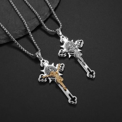 Saint St. Benedict Jesus Cross Pendant Necklace Christian Catholic Amulet