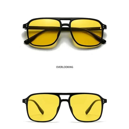 SO&EI Fashion Double Bridges Square Rivets Women Sunglasses Retro Men Gradient Shades UV400 Sun Glasses