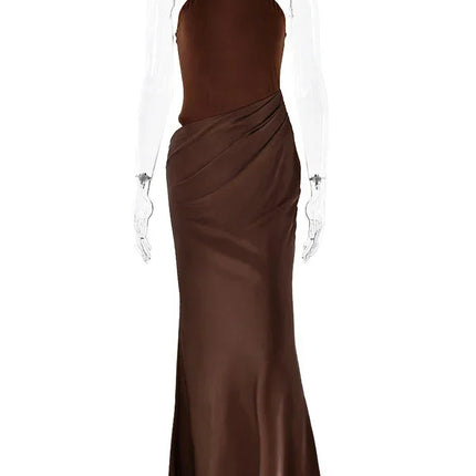 JULISSA MO Satin Sexy Hollow Out Women Maxi Dress Black Sleeveless High Waist Dress Female Autumn Skinny Elegant Party Clubwear