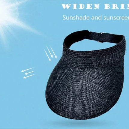 Spring and Summer Women's Outdoor Sunshade  Straw Hat Fashion Empty Top  Duck Tongue Hat Big Brim Cap G37