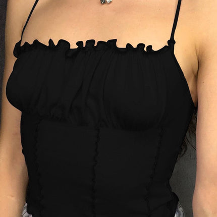 Sexy Summer Women Ruffles Tank Top Fashion Ladies Sleeveless Strapless Ruched Slim Crop Top
