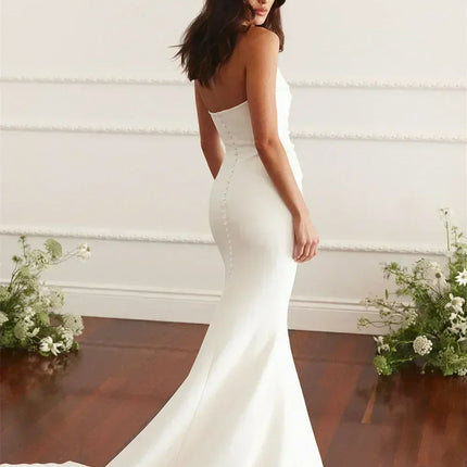 Maternity Mermaid Wedding Dress | Silk Satin Gown -femstylo