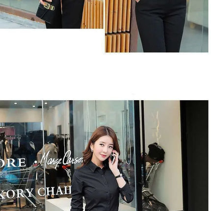 Polyester Cotton Shirts for Women Long Sleeve Blouse