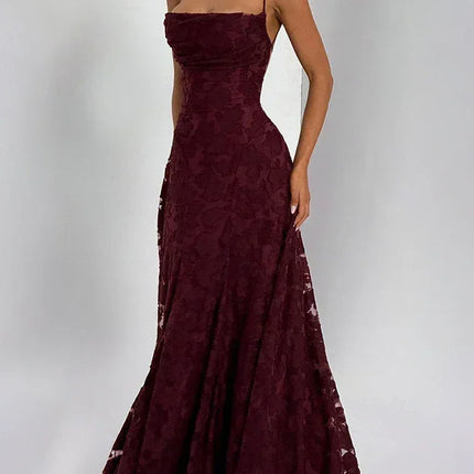 Mozision Spaghetti Strap Backless Sexy Maxi Dress Women Gown Fashion Off-shoulder Sleeveless Lace-up Evening Club Party Dress