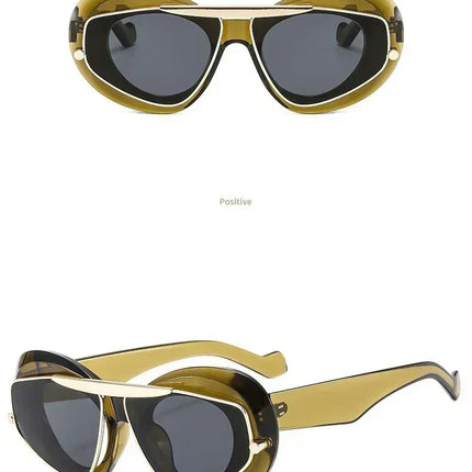 New Y2k Fashion Large Frame Sunglasses Ins Street Shot Cat's Eye Glasses Retro Personality Anti-ultraviolet Sunglasses